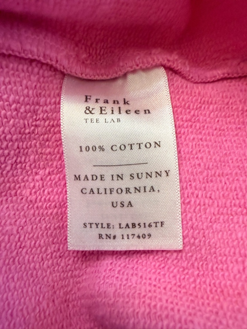 Brand New From Frank and Eileen Anna M triple fleece sweatshirt Bubblegum Pink - Picture 5 of 8